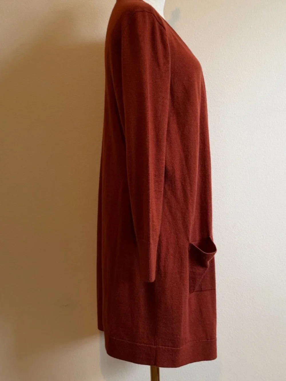 Halogen Merino Wool Blend Cardigan Orange Red Size M - Picture 2 of 7